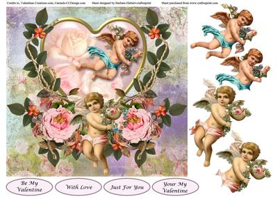Rose Cherubs Valentine Topper & Decoupage