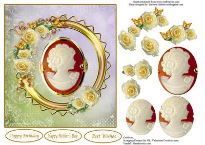 Yellow Rose Cameo Topper & Decoupage