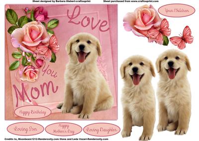 Puppy Love Mom Card Topper & Decoupage