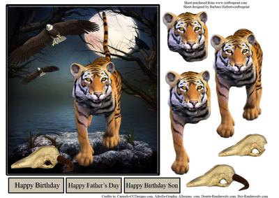 Tiger in Moonlight Topper & Decoupage
