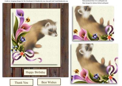 Ferret and Calla Lillies with Pyramid Layers