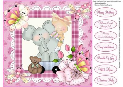 Elephant Baby Girl Quick Topper