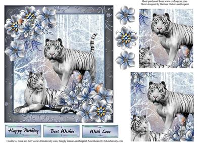 Snow Leopards and Flowers with Decoupage