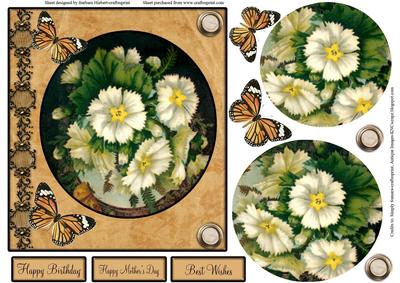 Star Flower Card Topper with Butterflies and Layers
