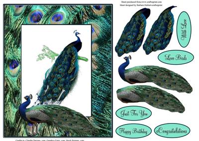Pair of Peacocks with Decoupage