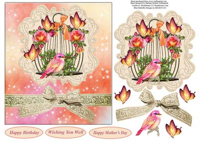 Bird and Butterfly Topper with Decoupage