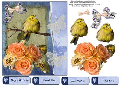Baby Birds and Peach Roses with Decoupage