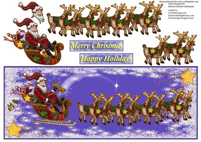 Santa Over the Roof Tops Dl with Decoupage