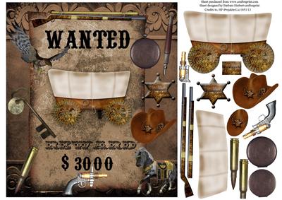 Wanted Steamed Antique's Topper with Decoupage