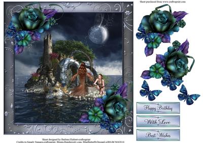 Dragon Sea Castle and the Princess with Rose Decoupage