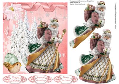 Santa on Pink Topper with Decoupage