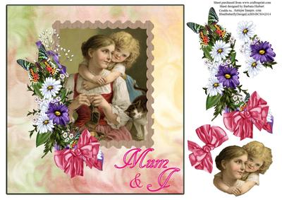 Mum & I Vintage Portrait with Decoupage