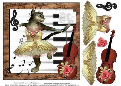 Cat Dance Musical Topper with Decoupage