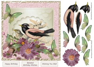 Flowers Vintage Birds with Butterflies and Decoupage