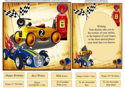 Young at Heart Race Cars with Insert and Verse
