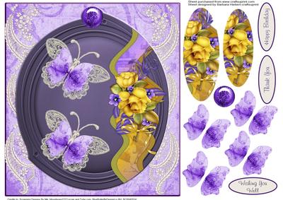 Purple Butterflies and Yellow Roses with Pyramid Layers