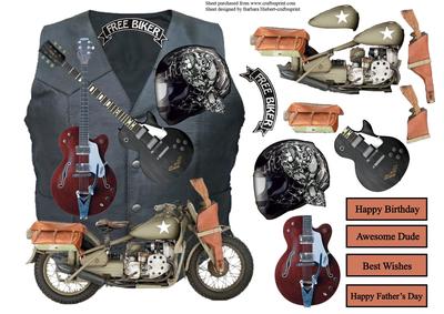 Leather Biker Vest Shaped Topper with Decoupage