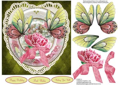 Butterfly Heart Topper with Decoupage