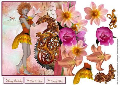 Dragon Flower Lady Over the Edge with Decoupage