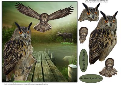 Owls in Nature Topper with Decoupage