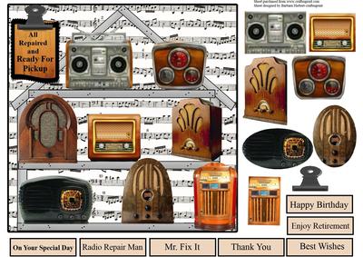 Old Radio Repair Shop Topper with Decoupage
