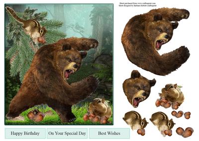 Angry Grizzly Bear Topper with Decoupage