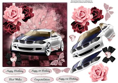 Wishful Surprise Bmw Car Topper with Decoupage