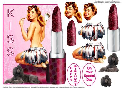 Lipstick Lady Over Edge Topper with Decoupage