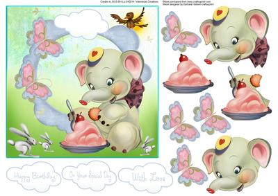 Sunny Day Elephant with Decoupage