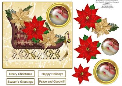 Poinsettia Sleigh Topper and Decoupage
