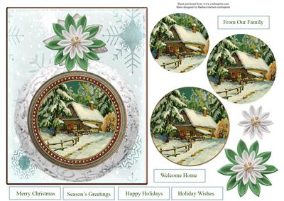 Christmas Bauble Vintage Scene with Pyramid Layers
