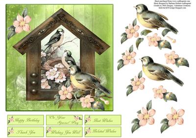Birds in the Window with Decoupage