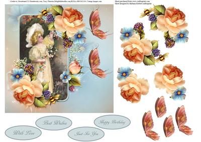 Picking Flowers Topper with Decoupage