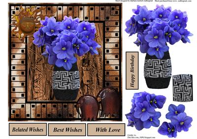 African Vase with Flower Decoupage