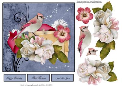 Bird and Flowers with Decoupage