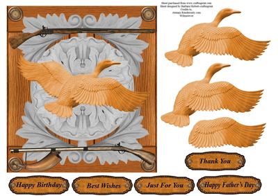 Wooden Goose Hunting Topper with Decoupage