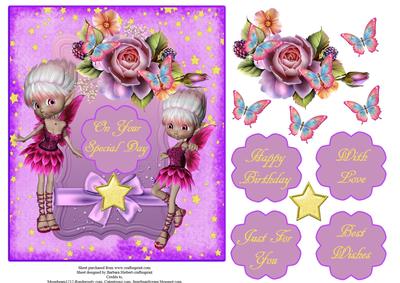 Fairy Stars Card Topper with Decoupage