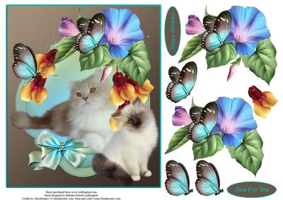 Kittens and Flowes Topper with Decoupage