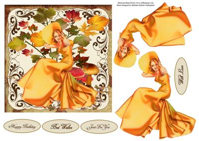 Miss Autumn Topper with Decoupage