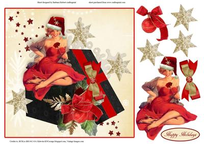 Miss December Topper with Decoupage