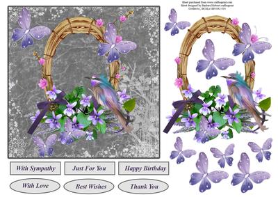 Violet Buttefly Topper with Decoupage