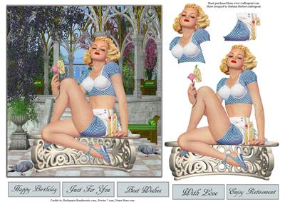 Hot Day Pin Up Topper with Decoupage