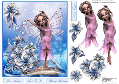 Fairy Dust Floral Topper with Decoupage