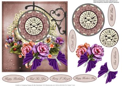 Timeflowers Topper with Decoupage