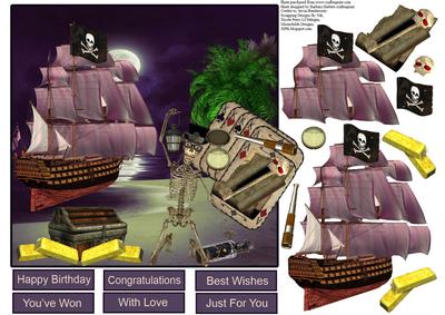 Winning Pirate Card Hand Topper with Decoupage