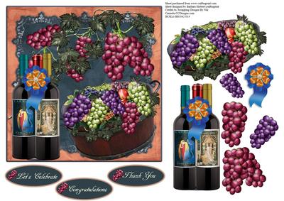 Ribbon Wine and Fruit with Decoupage