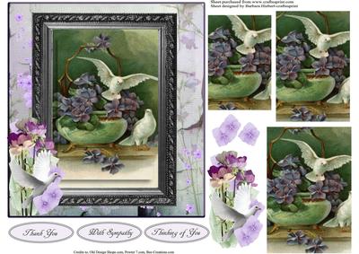 Violets and Doves with Pyramid and Decoupage Layers