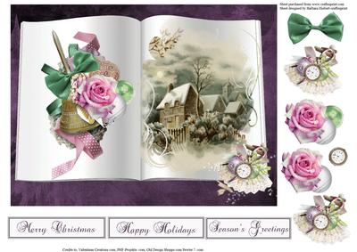 Christmas Scene Book Topper with Decoupage