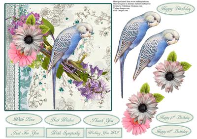 Budie Ble Vintage Bird Topper with Decoupage
