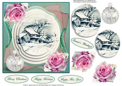 Winter Holiday Rose Topper with Decoupage